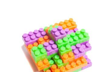 Colorful plastic construction blocks Children's construction kit.