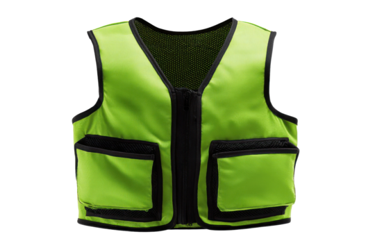 Fluorescent safety vest isolated on transparent background - Powered by Adobe