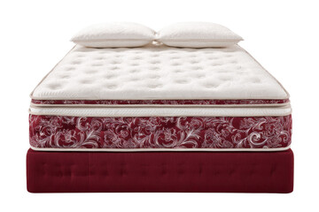 Quilted bed & pillows isolated on transparent background