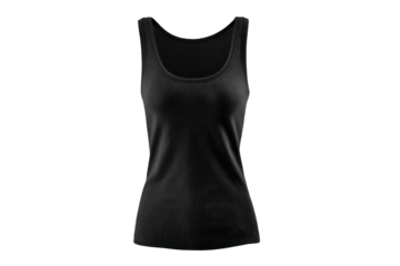 Plain black tank top isolated on transparent background