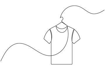 T shirt icon minimalist single line drawing isolated vector illustration