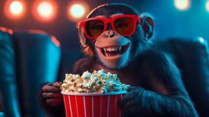 Monkey with Sunglasses and Popcorn