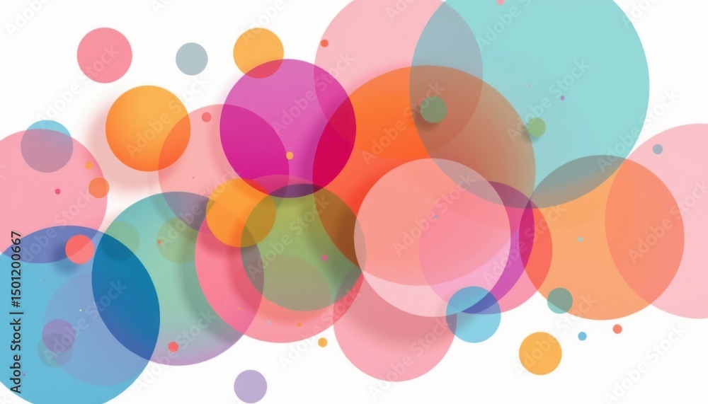Poster a colorful abstract composition of overlapping circles in different sizes and hues. the image evokes
