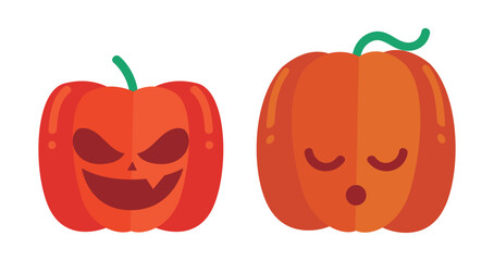 Vector Flat halloween pumpkins collection