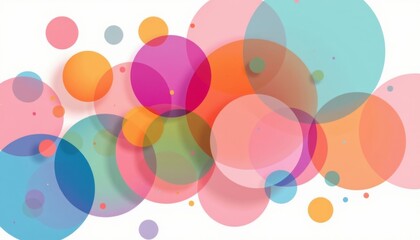 A colorful abstract composition of overlapping circles in different sizes and hues. The image evokes a sense of movement, depth, and vibrancy