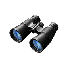 Black Binoculars Optical Equipment Blue Lenses Magnification Exploration on transparent background