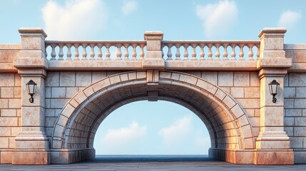 Stone bridge overpass with lamps