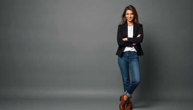 Confident woman in stylish attire exuding professionalism
