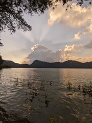 sunset over the lake