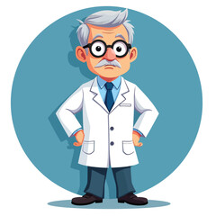 Fototapeta premium Cartoon doctor illustration medical professional healthcare expert physician vector design art drawing
