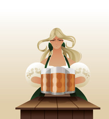 German young woman character with beer stein welcome guest