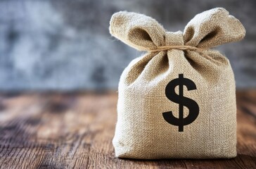 Economic growth visual, money bag filled with dollars