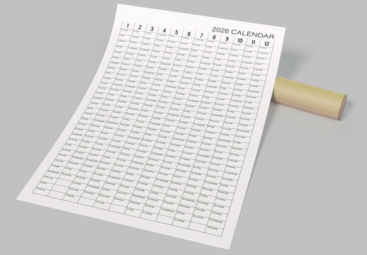 Full Year 2026 Grid Calendar Template