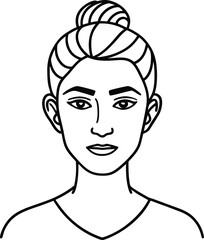 Modern line art face drawing with dark pastel colors, Contemporary female face, Hand drawn outline trendy illustration, Continuous line, minimalistic concept