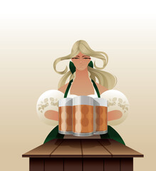 German young woman character with beer stein welcome guest