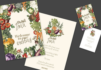 Rustic Botanical Wedding Menu and Poster Set