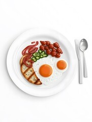 Delicious Breakfast Plate with Fried Eggs and Vegetables: A Healthy and Nutritious Morning Meal Presentation