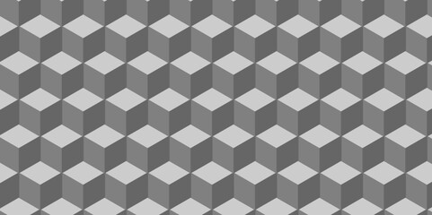 Seamless pattern with hexagon cube geometric pattern. Gray squares abstract cubic background. Vector mosaic and wall business design.