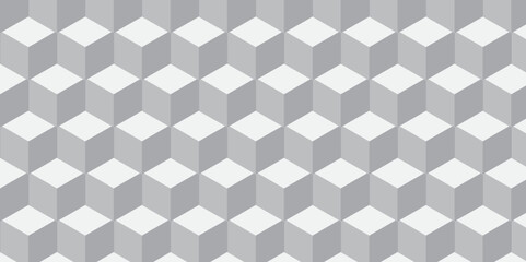 Seamless pattern with hexagon cube geometric pattern. Gray squares abstract cubic background. Vector mosaic and wall business design.