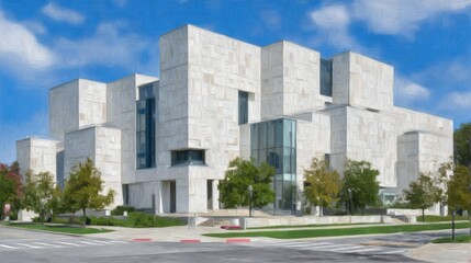 Modern Art Museum Light  Shadow on Geometric Architecture.