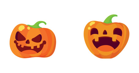 Vector Flat halloween pumpkins collection