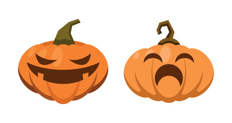 Vector Flat halloween pumpkins collection