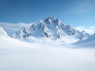 Obraz premium Snow-covered mountains under a clear blue sky.