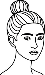 Modern line art face drawing with dark pastel colors, Contemporary female face, Hand drawn outline trendy illustration, Continuous line, minimalistic concept