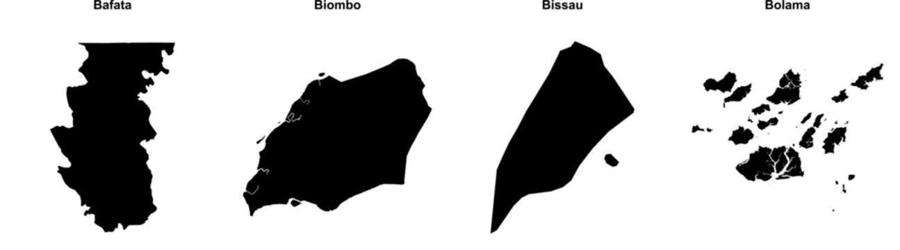 Bafata, Biombo, Bissau, Bolama outline maps