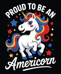Americorn Retro Unicorn T-Shirt