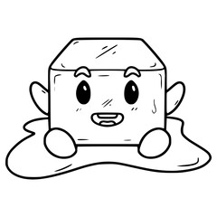 ice cube character illustration hand drawn outline vector