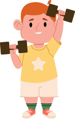 Child Lifting Dumbbells Smiling