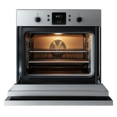 Fototapeta premium Modern silver oven open cooking appliances kitchen design built in on transparent background