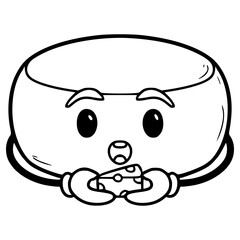 cheese wheel character illustration hand drawn outline vector
