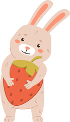 Rabbit Holding a Strawberry
