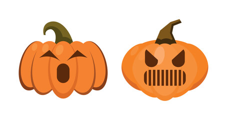 Vector Flat halloween pumpkins collection