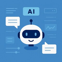 AI Chatbot with Speech Bubbles - Flat UI Vector