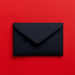Black envelope on bold red background – elegant minimalist stationery for branding, invitations, or luxury communication
