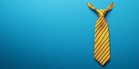 Yellow striped necktie on blue background – bold business concept for professional, career, and fashion designs