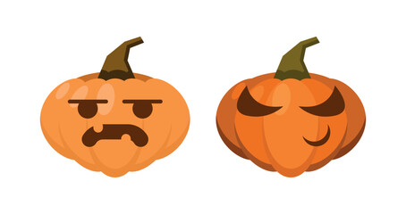 Vector Flat halloween pumpkins collection