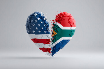 A heart composed of the flags of the United States and South Africa, symbolizing unity, friendship and international relations