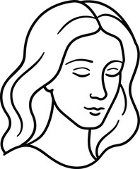Modern line art face drawing with dark pastel colors, Contemporary female face, Hand drawn outline trendy illustration, Continuous line, minimalistic concept