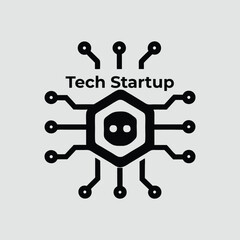 Abstract Tech Startup Logo Design with Circuit Board