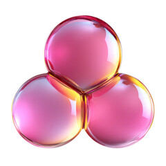 Connected glossy spheres isolated on transparent background