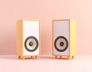 A pair of colorful speaker cabinets