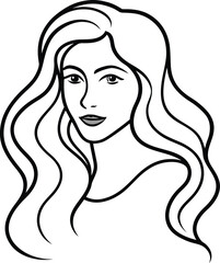 Modern line art face drawing with dark pastel colors, Contemporary female face, Hand drawn outline trendy illustration, Continuous line, minimalistic concept
