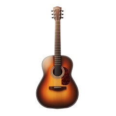 Obraz premium Acoustic guitar sunburst finish performance folk strings music brand on transparent background