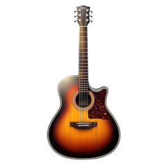 Obraz premium Acoustic Guitar Vector Art Sunburst Finish Musical Instrument Strings on transparent background
