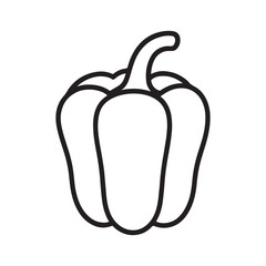  a black outline vector of a bell pepper on white background