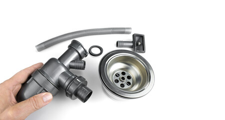 Single Bowl Sink Bottle Trap Waste Kit with a Washing machine or dish washer input and Overflow